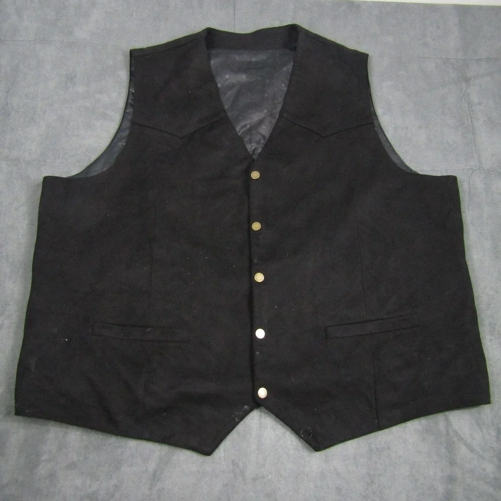 Pattern Vest Mens 3XL Black Western Wool Blend Snap Front Waistcoat